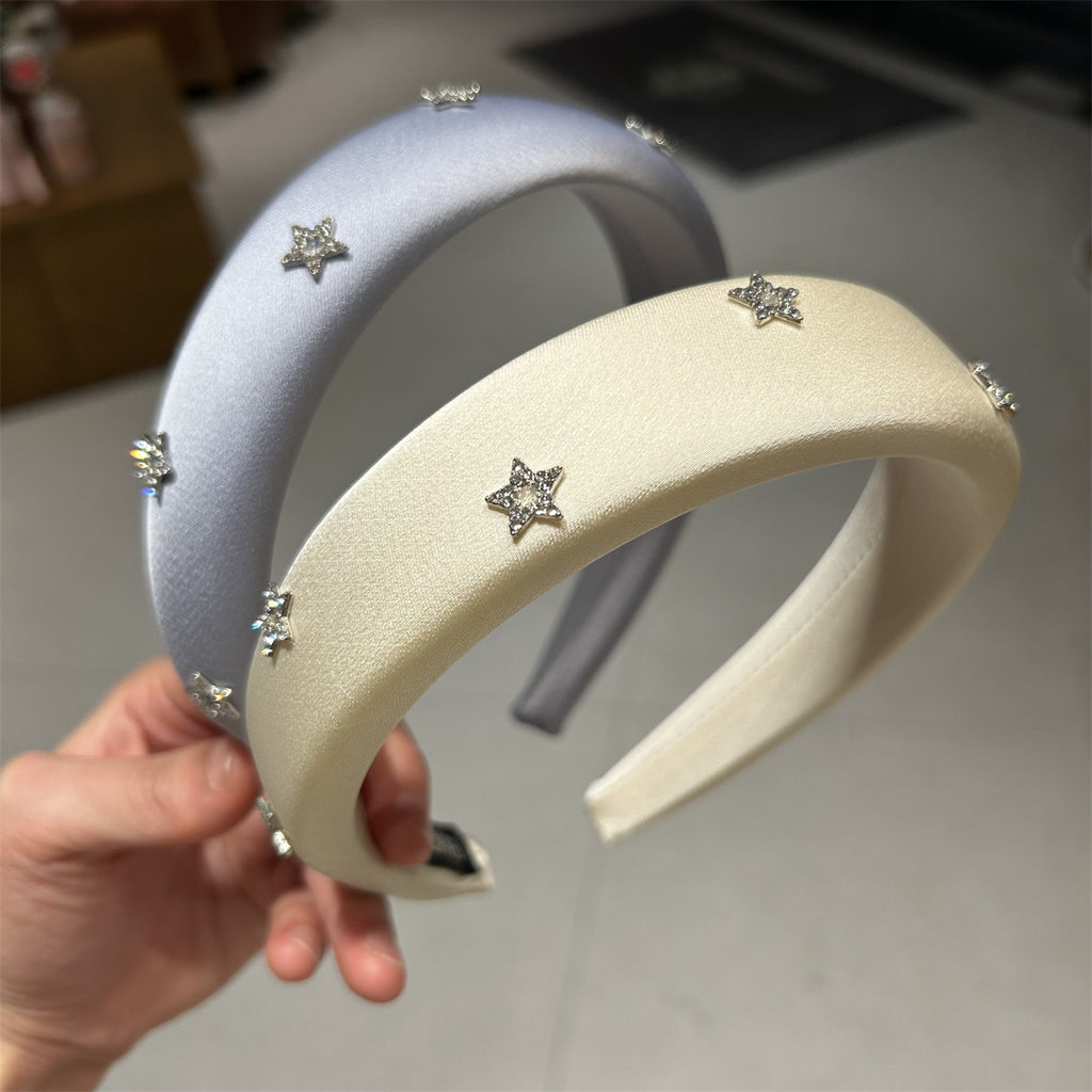 Bandeau pour femmes Haut bandeau de la Couronne avec strass étoilé Clip pour cheveux pour flyaways