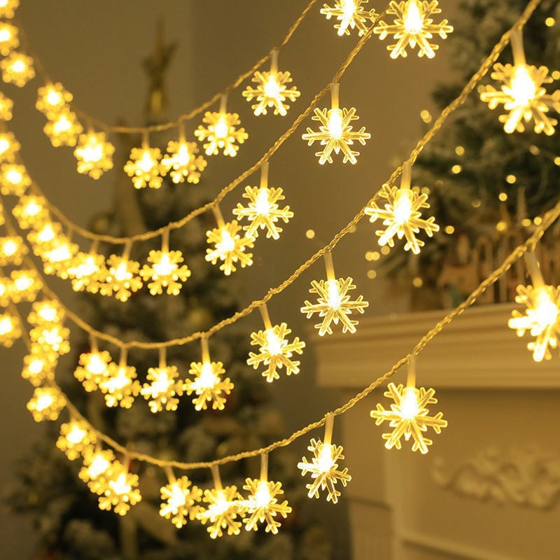 Décoration de chambre Chaîne d'éclairage de flocons de neige LED
