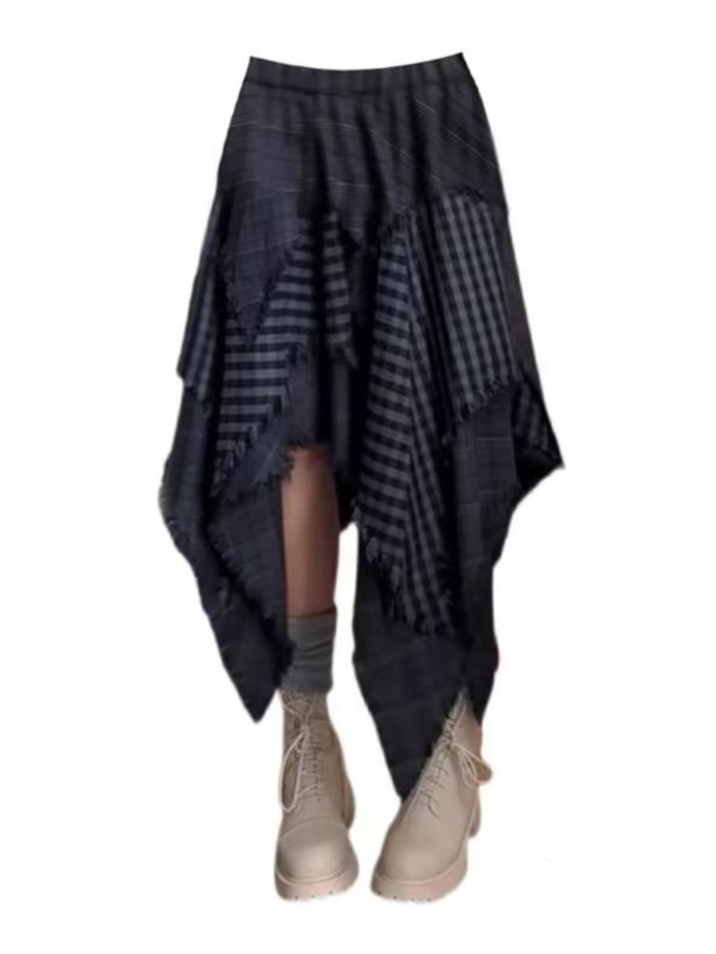 Femmes Patchwork Irrégulier Plaid Jupe