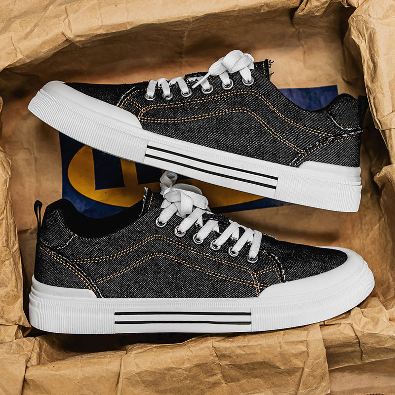 Homme style coréen Fashion Plus Taille Low-top Denim Casual Sneakers entièrement appariés