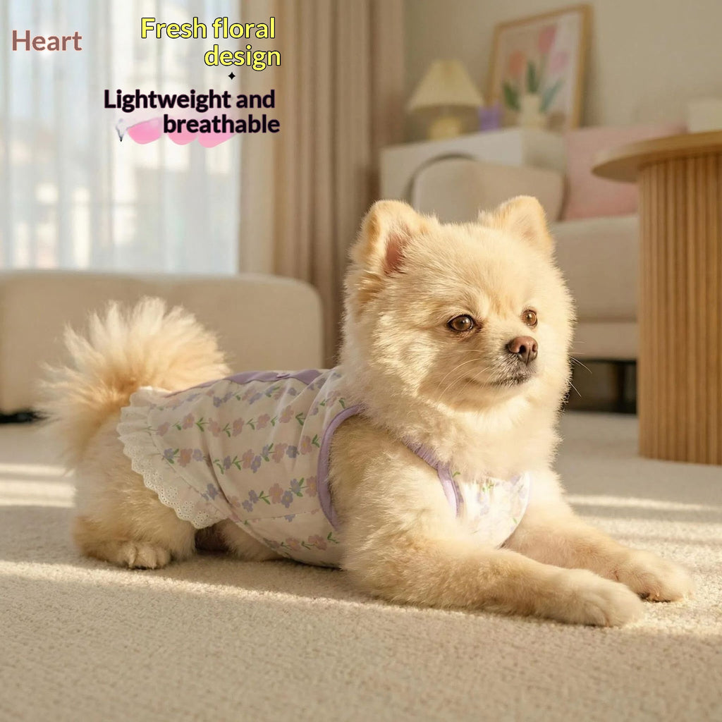 Pet Cat Hair-Proof petite robe de suspenseur floral