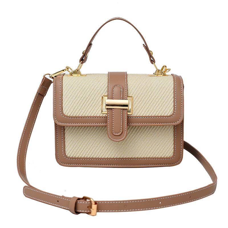 Haut de gamme Texturé Contraste-couleur Petit Crossbody Versatile Fashionable Petit Tote Bag