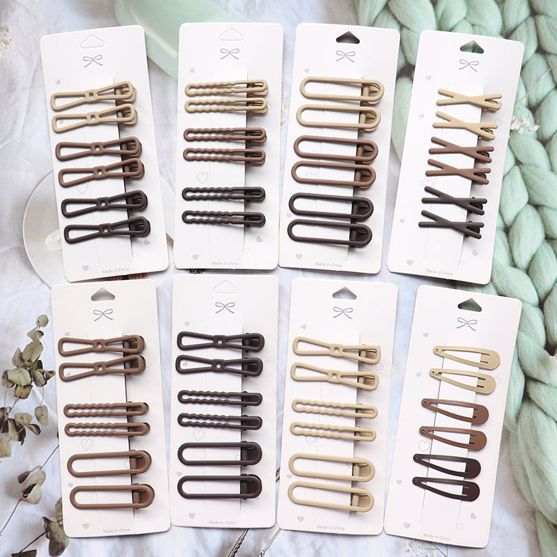 Coffee Color Series Barrettes Girl Side Clip Duckbill Clip Internet Célébrité