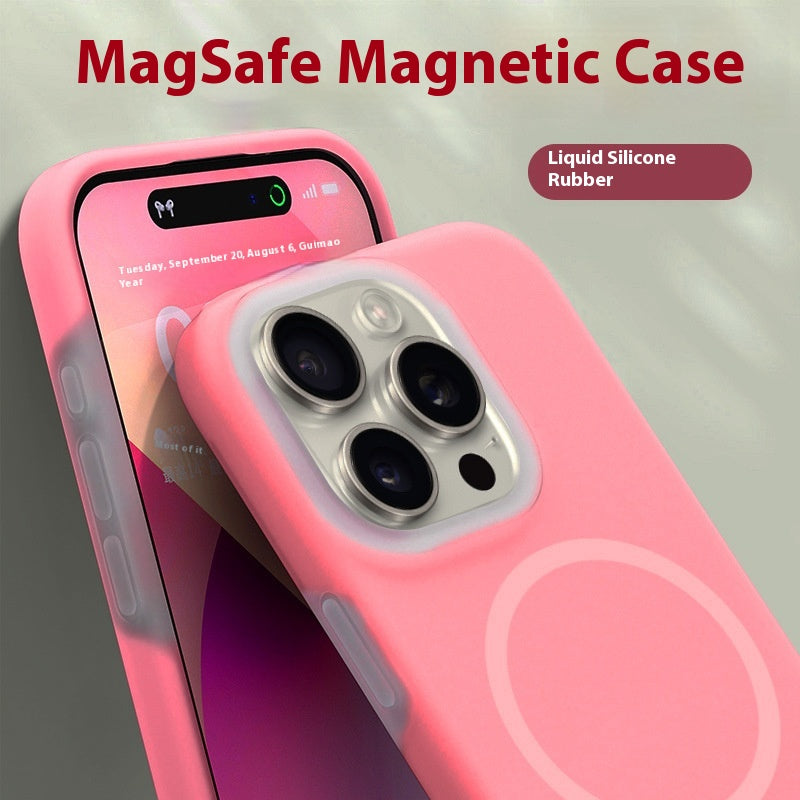 Solid Color Jelly Magnetic Silicone Cas de téléphone liquide