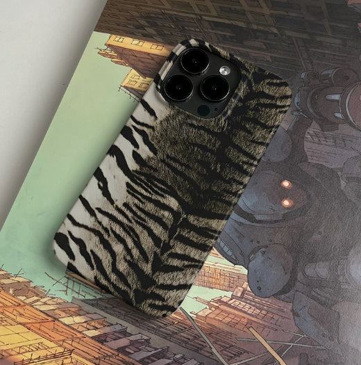 Tiger en cuir gris Pattern Art Niche Phone Case