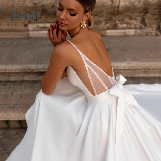 Robe de mariée simple de Strap Deep-V