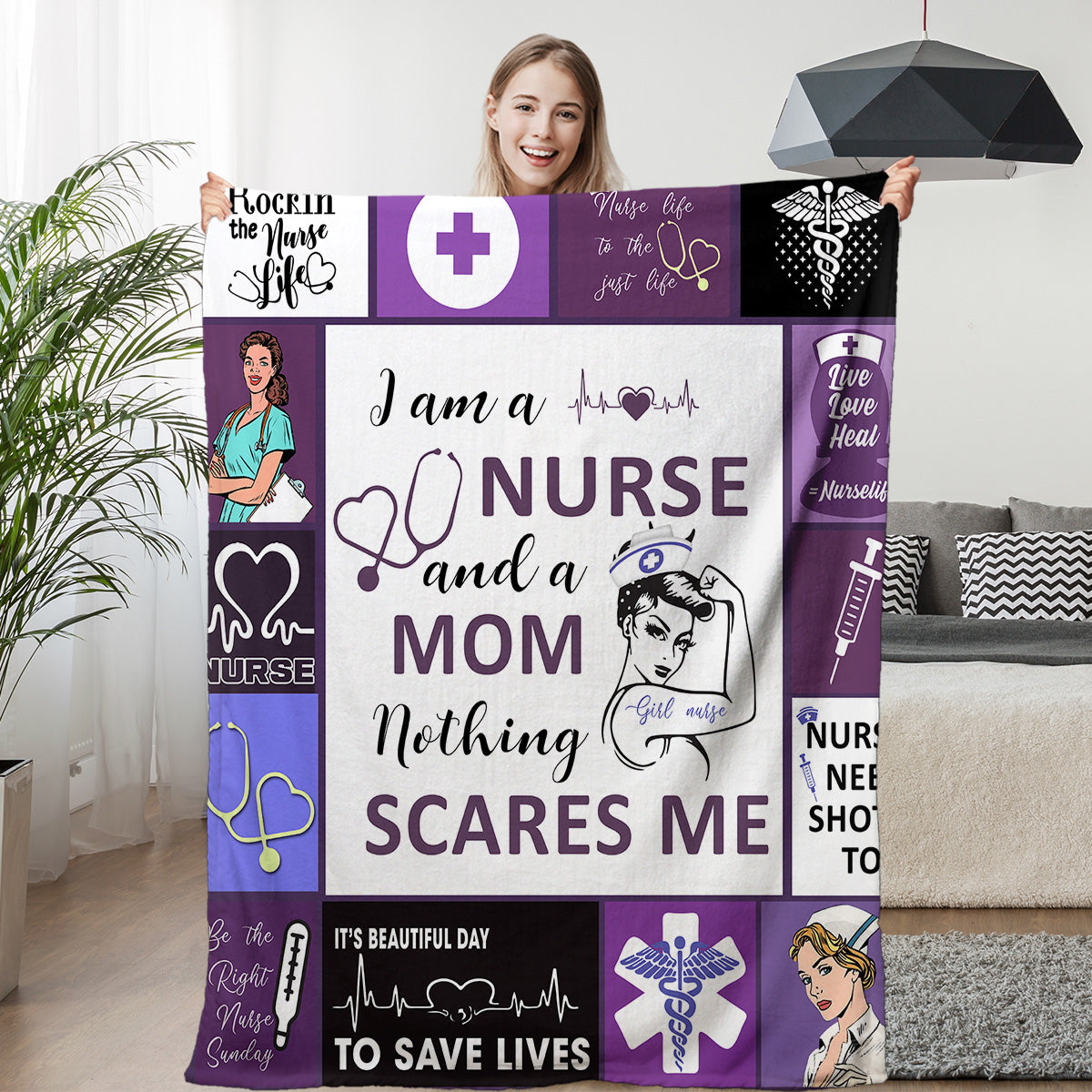 Infirmière Maman Lancer Couverture Rien ne me fait peur Couverture Flanelle Pour les femmes Funny Fleece Couverture