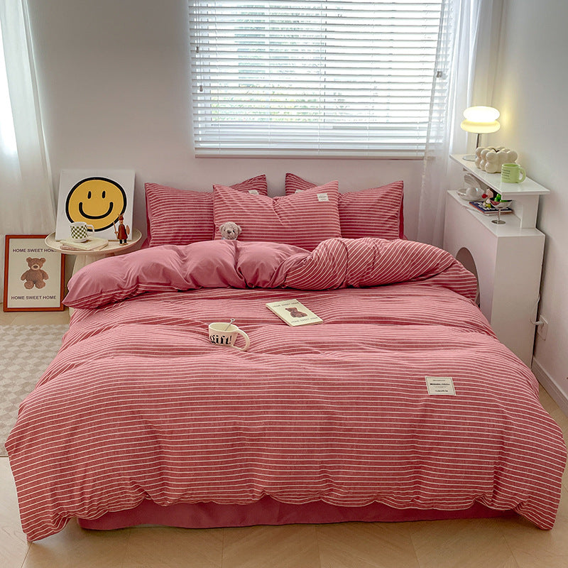 Ins-style Plaid Four-piece Set Skin-friendly Design de feuille de lit élégant et minimaliste