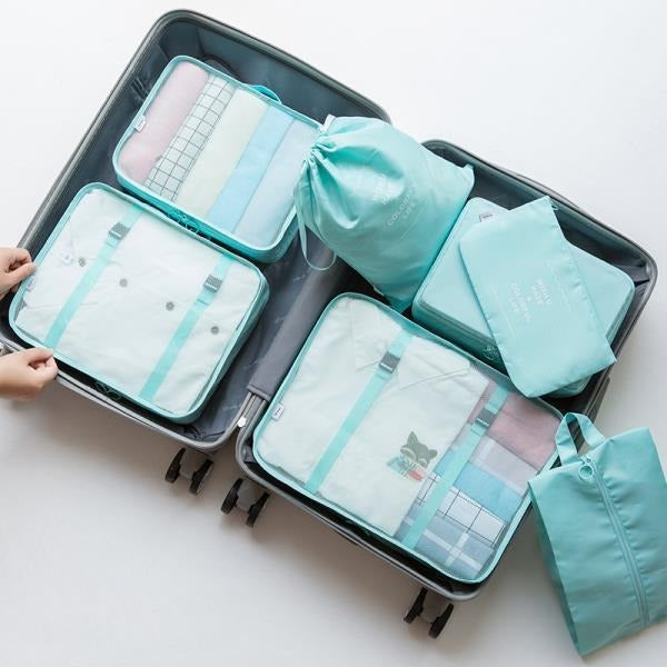 Ensemble d'organisateurs de voyage de sept pièces pliable et portable de grande capacité