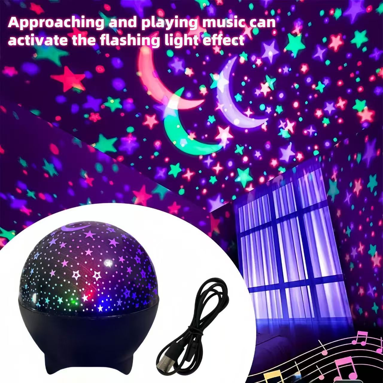 Créative Dreamy Childrens Starry Moon Multicolore Starry Sky Projection Lampe