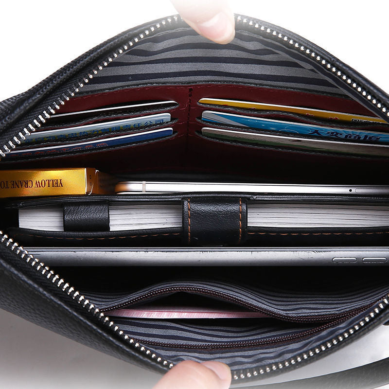 Sac à embrayage de grande capacité pour hommes en cuir souple élégant