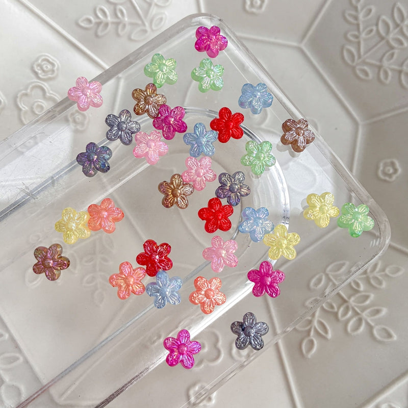 10mm couleur mixte perles de fleurs acryliques cinq-pieds