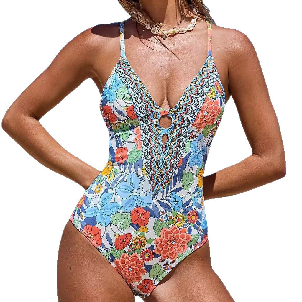 Femmes Sexy Strap Deep-V maillot de bain une pièce Bikini