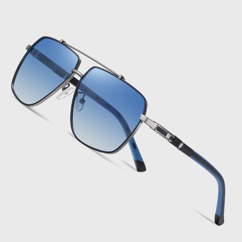 Lunettes de soleil Retro Mens avec un cadre carré à deux tons