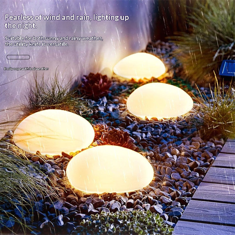 Solar Outdoor Pebble Garden Décoration pelouse paysage pierre nuit lumière