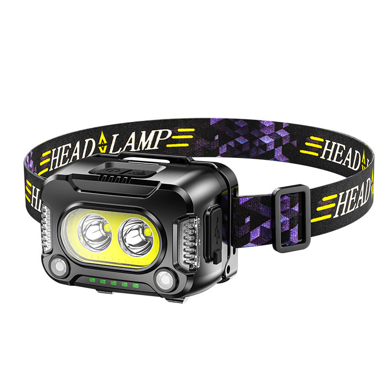 COB Strong Light Sensing Headlamp Night Running Fishing Floodlight Headwear