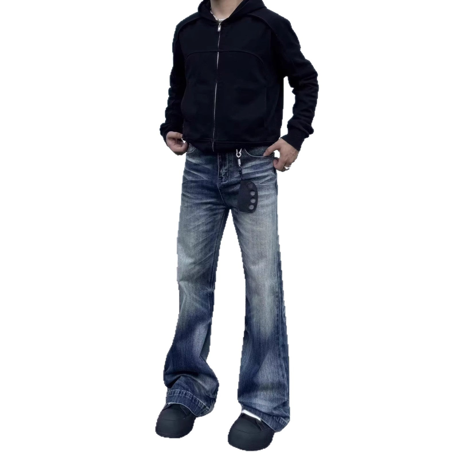 Jeans pour hommes lavés et dérangés style américain