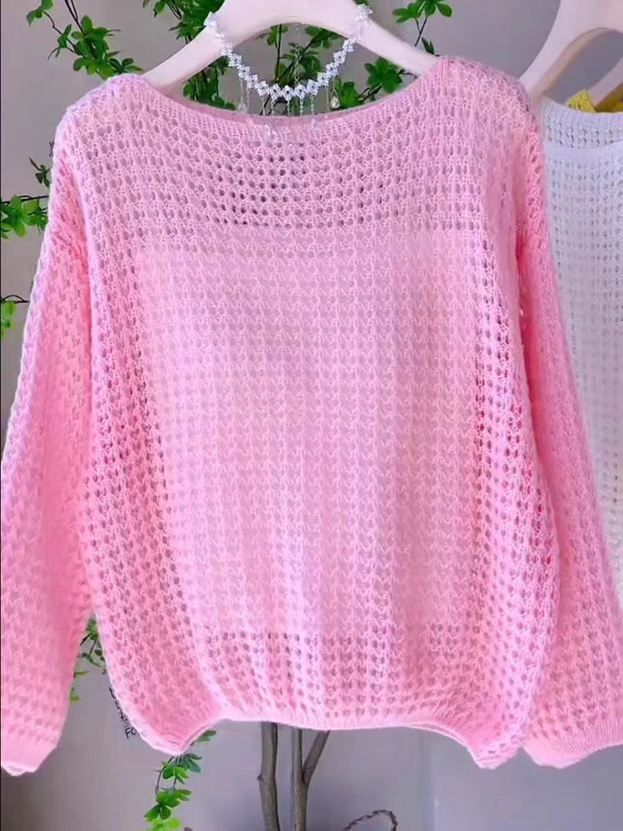 Women's Solid Color Versatile Breathable Hollow-out Top