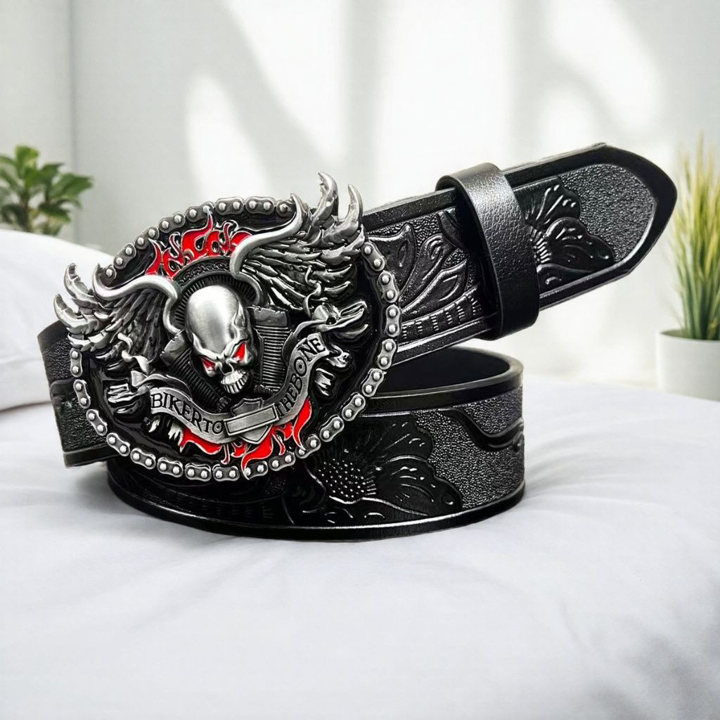 Ceinture en cuir en alliage homme avec un design vintage embossé