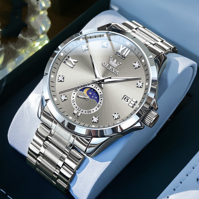 Élégant hommes calendrier incrusté de diamants Quartz montre une montre classique pour le Bu moderne