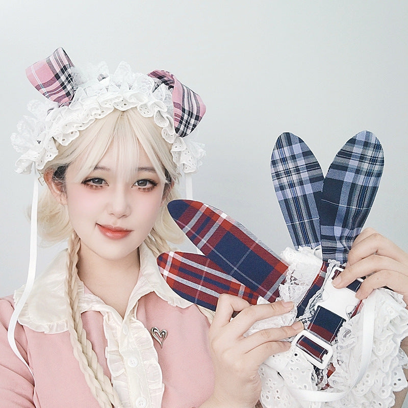 Ancien style pastoral ancienne sous-culture Retro Plaid Release Buckle Hair Band