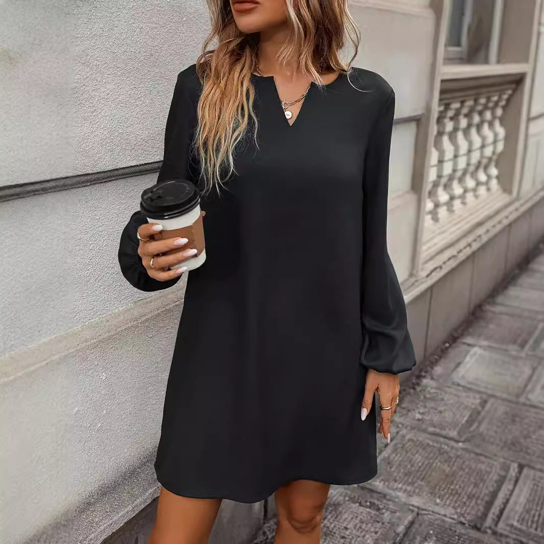 Robe de mode féminine simple Élégante manches longues