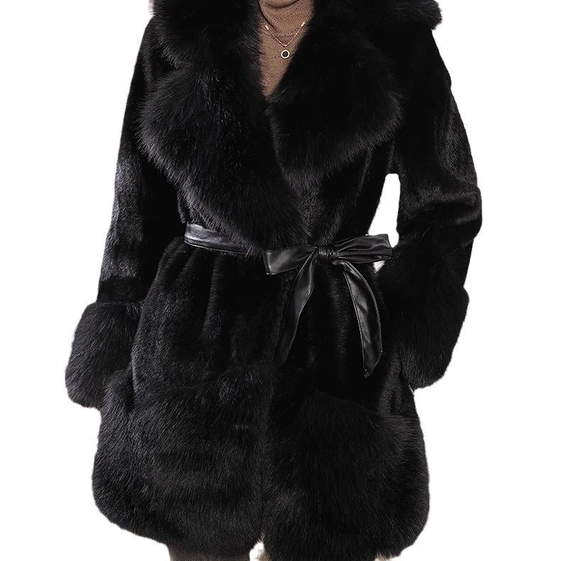 Faux Mink Fur Coat Faux Fox Fur Simple and Elegant