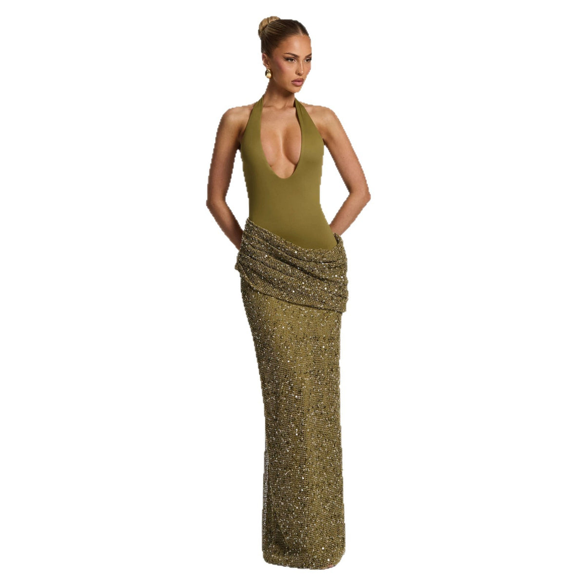 Women's halter neck backless maxi dress