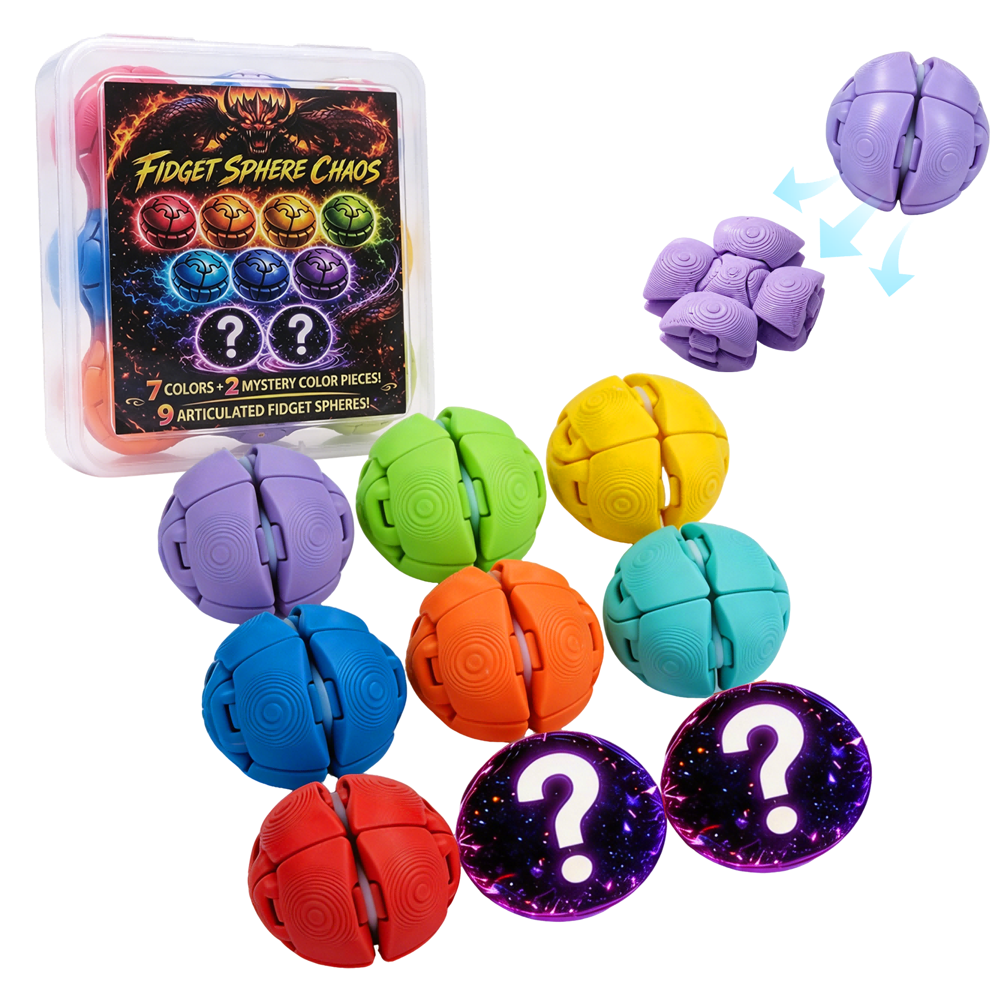 Balles fidget imprimées 3D 9PCS
