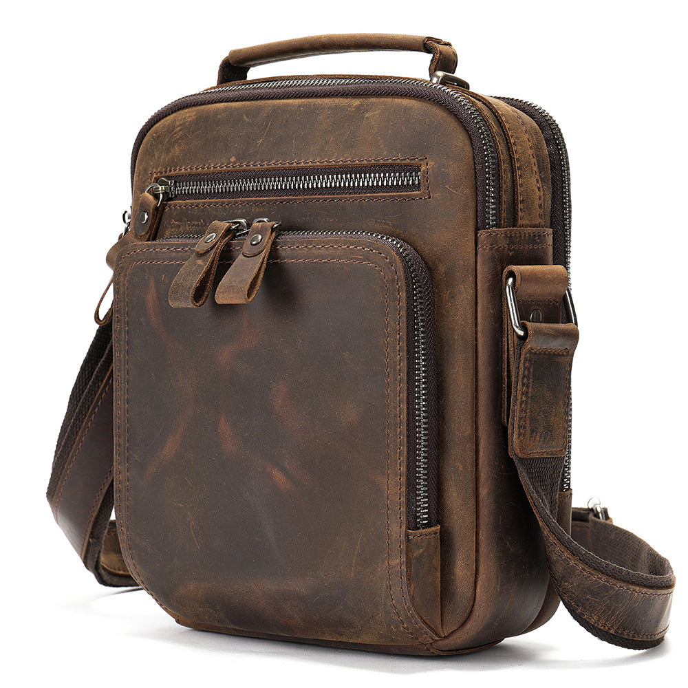 Véritable sac de messager en cuir vintage Cheval fou