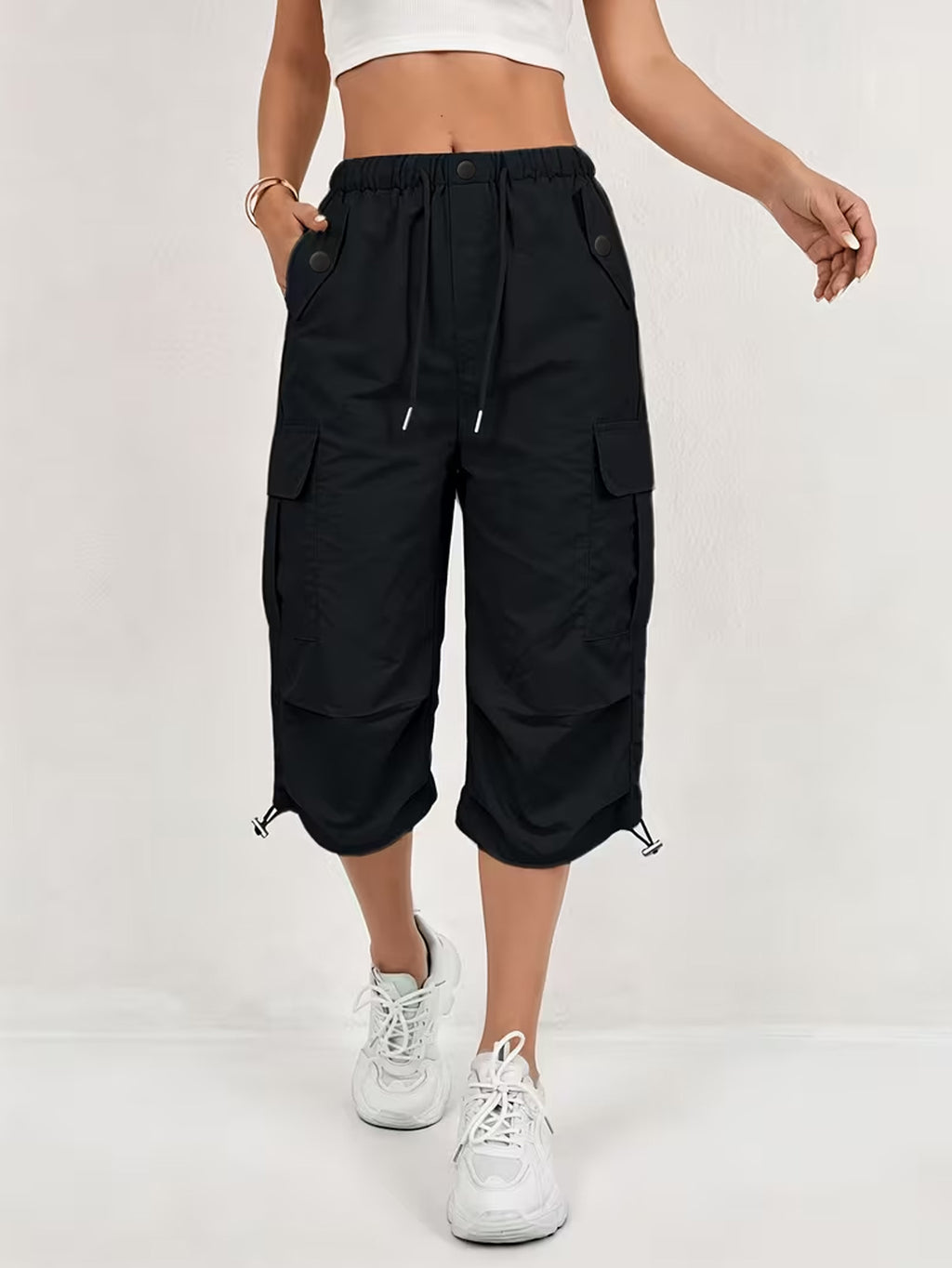 Loose Fitting Casual Drawstring Solid-color European and American Style Trendy Sportswear