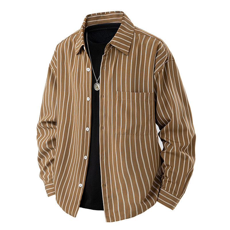 Chemise rayée de style japonais pour homme