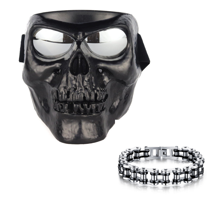 Crâne masque moto rider équipé de lunettes
