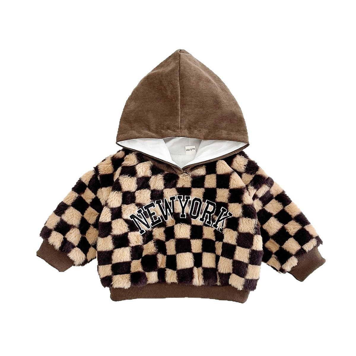 Manteau en polyester Plaid Plush pour filles