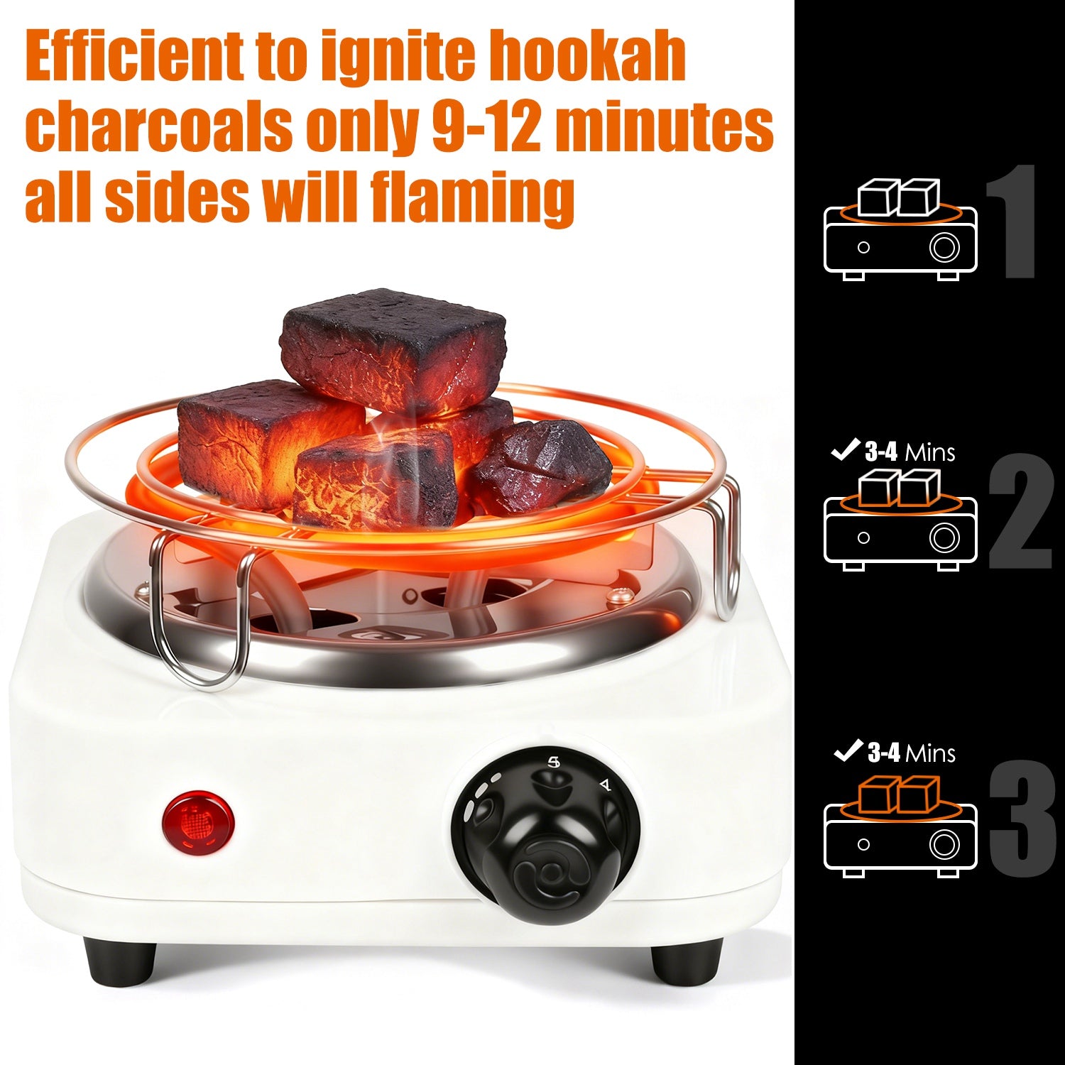 1Pc brûleur de charbon électrique 500W Hookah brûleur de charbon compact pour Hooka Cub