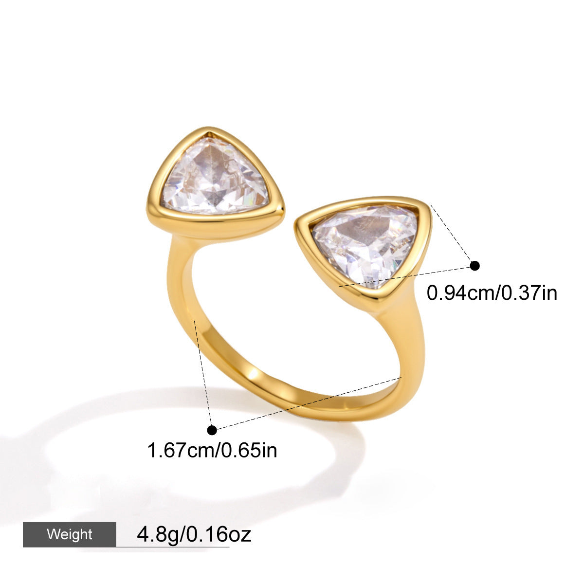 Anneau triangulaire en acier au titane avec niche Zircon et haut de gamme