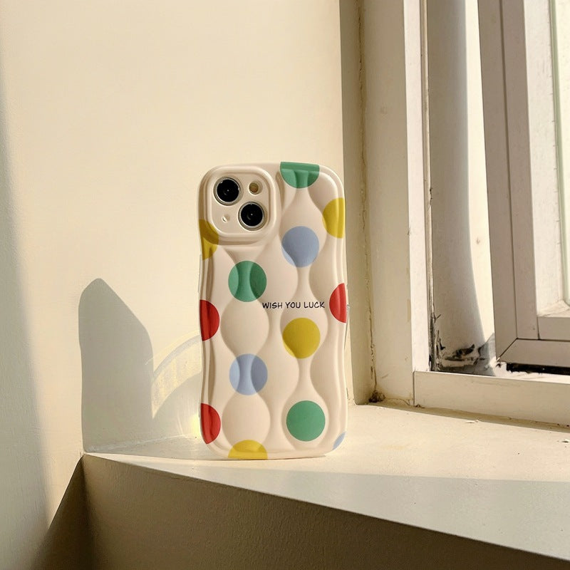 Boîtier de téléphone couleur Polka Dot Chaîne Lanyard
