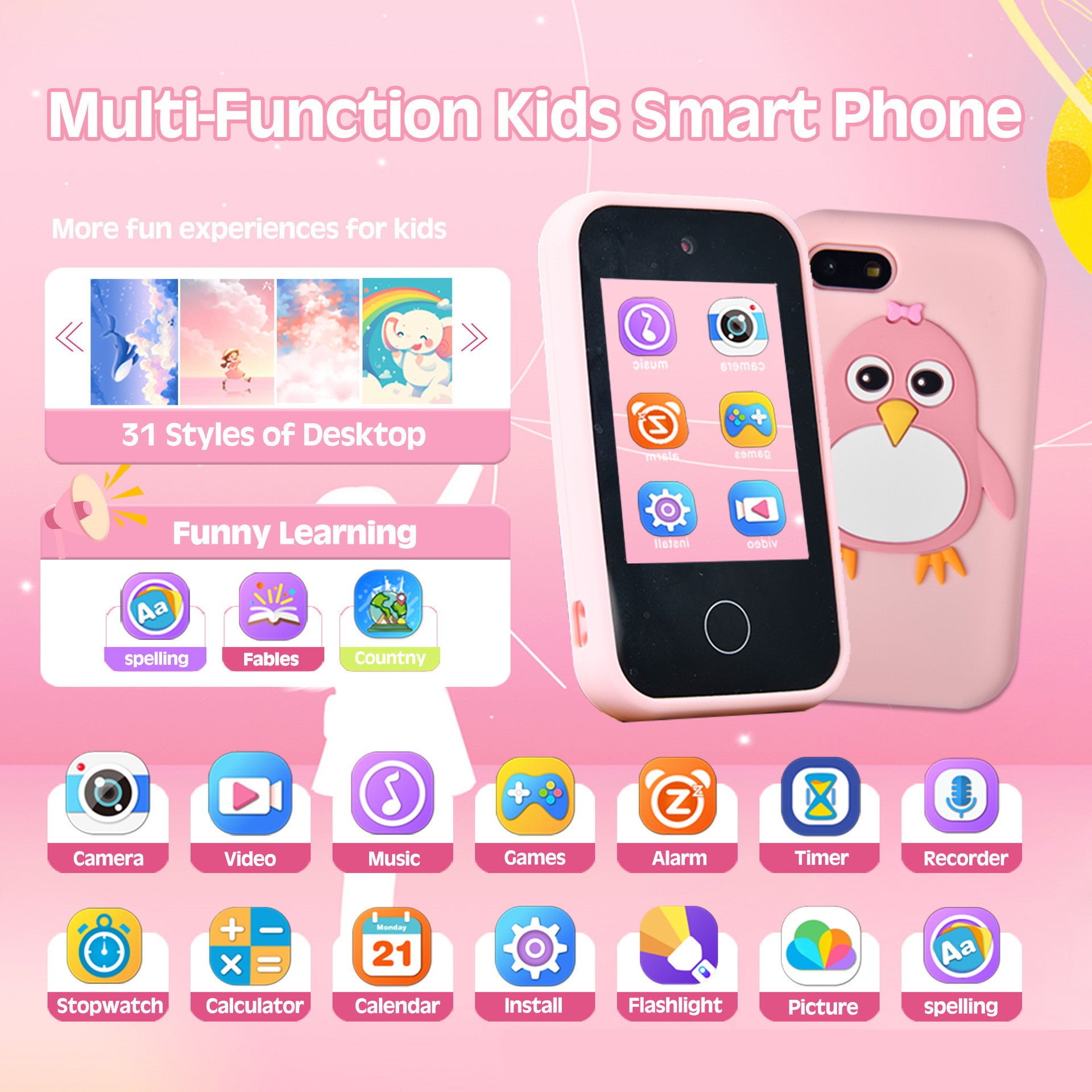 Smart Touch pour enfants Téléphone portable Silicone Penguin Toy