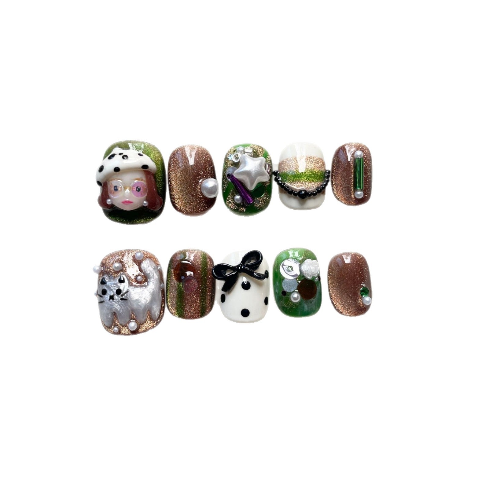Cute Cat-eye Court Prêt-à-porter Conseils pour ongles