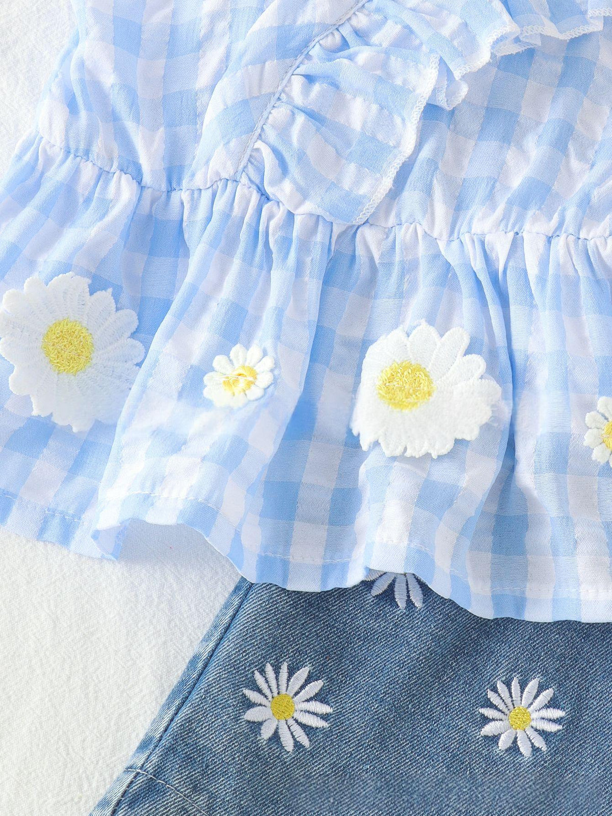 Camisole Plaid Bleue et ensemble de shorts