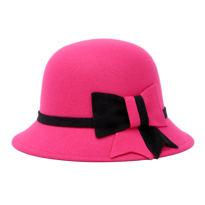Chapeau de Bowler Fashionable et Élégant Femmes avec une Bow rayée