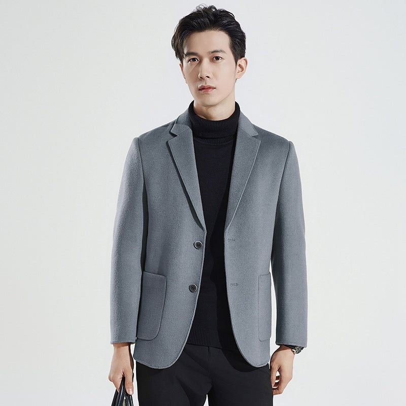 Manteau simple en laine à double face pour les affaires