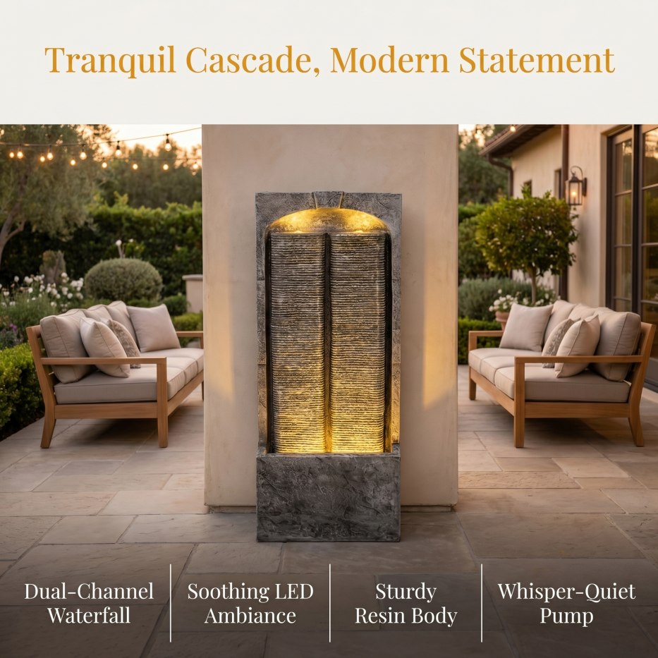 Fontaine d'eau extérieure Cascading LED lumières 39inch H