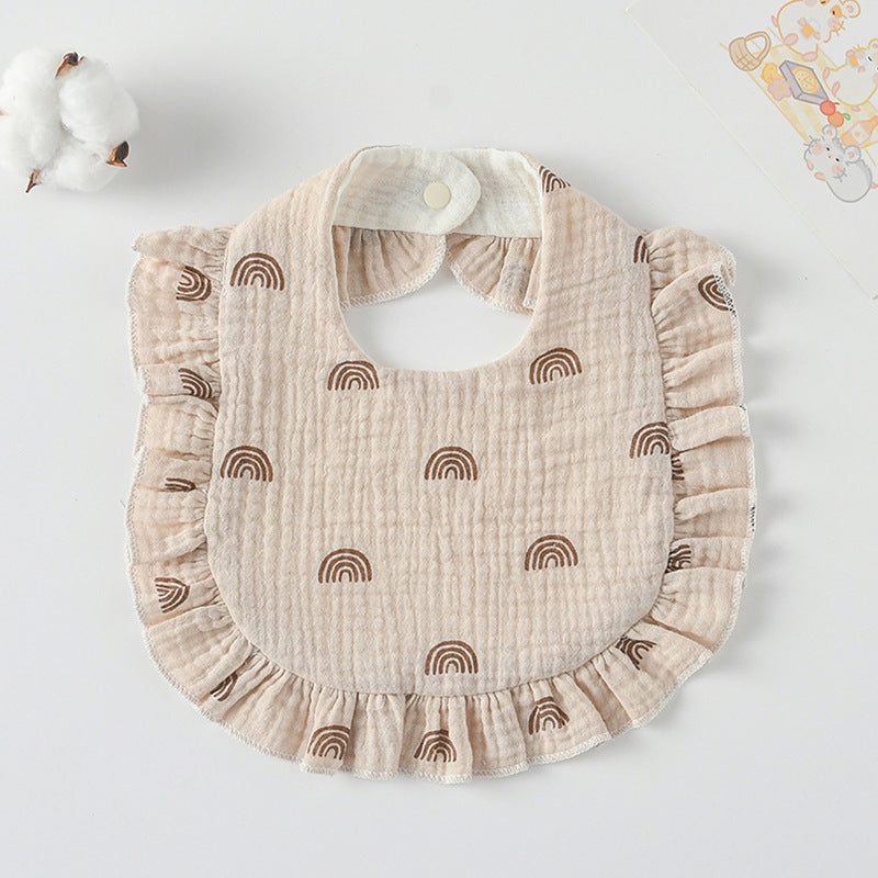 Bébé Bib Rufflé coton imprimé Gauze Dentelle Bib