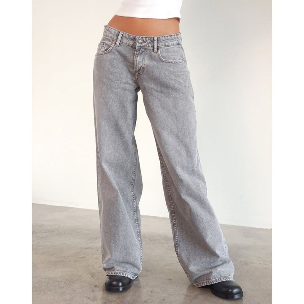 American Style Retro Low Waist Non élastique Lavé droit Jeans Femme Autumn Street Wid