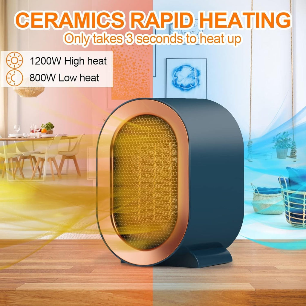 1200W Chauffe-espace électrique Céramique basse énergie Ventilateur de chauffage rapide Télécommande portable