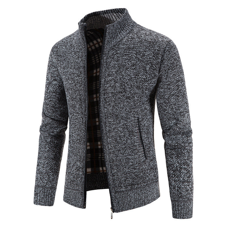 Commerce extérieur Hommes Automne et hiver Cardigan Zipper Sweater Fleece Collar Veste Homme L