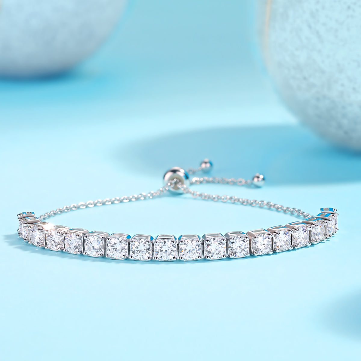 Bracelet de tennis réglable en argent S925