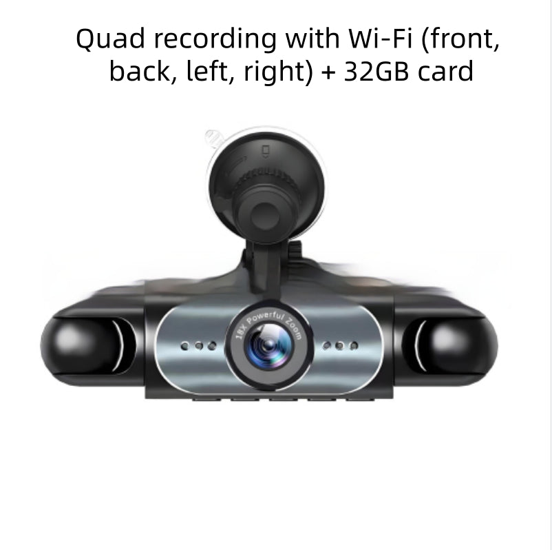 Surveillance de quatre lentilles Dash Cam HD avec caméra de vision arrière