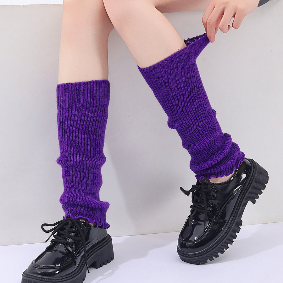 Hiver Mode Ribbed Knitted Vente Harajuku Neon Chaussettes longues Hiver Botte Gaiters Clubwear W